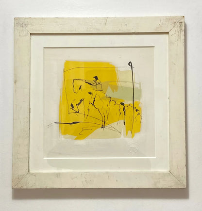 Quadro Abstrato Moderno Com Tons De Amarelo Colorido