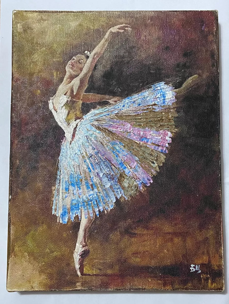 Quadro Bailarina Clássica Russa - Pintura A Óleo Antiga