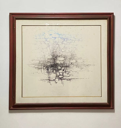 Quadro Gravura Abstrata Numerada Assinada Claude Loriou Única Marrom