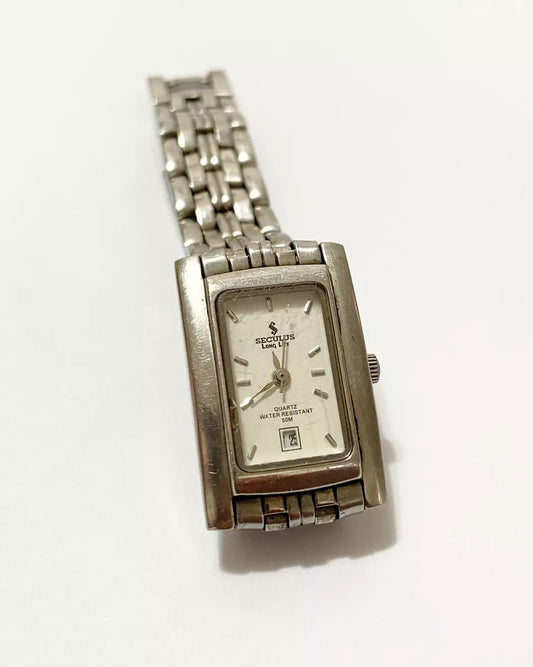 Relógio Antigo Seculus Long Life Quartz Water Resistant 50m Prateado