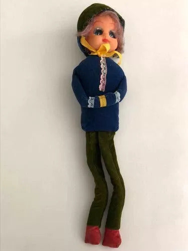 Boneca Antiga De Camurça Década De 60/70