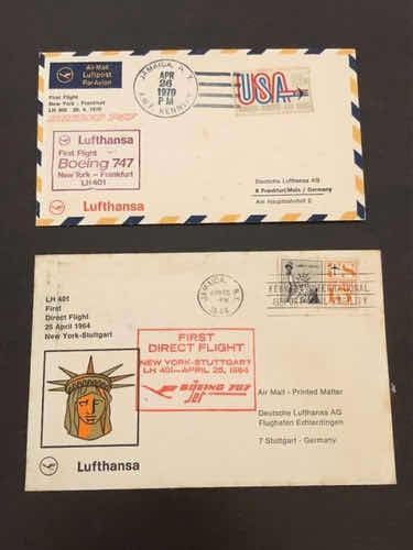 Envelopes Comemorativos Lufthansa Primeiro Voo 64-70 Antigos
