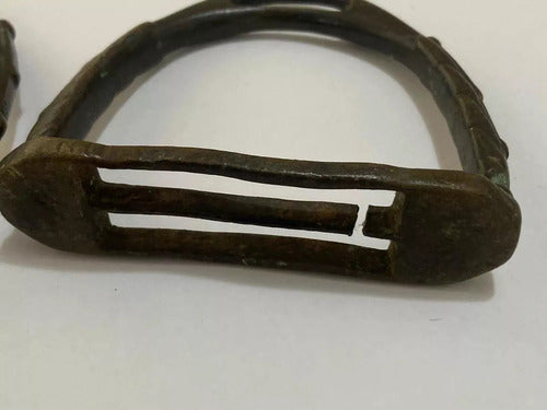 Par Estribo De Bronze Antigo