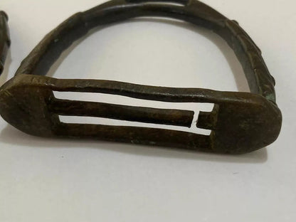 Par Estribo De Bronze Antigo