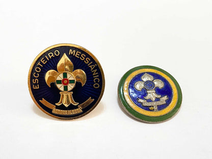 Broches Antigos Escoteiro Dourado E Prata