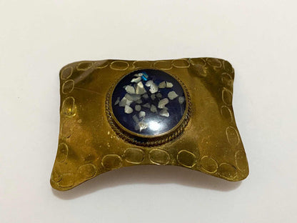 Antigo Broche Dourado Com Pedras