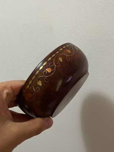 Tigelas Antigas De Jacarandá Com Detalhes Em Metal