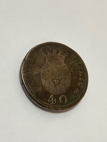 Moeda Antiga Portugal 1814 40 Réis Pataco Bronze