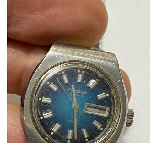 Relógio Antigo Citizen 21 Jewels Prata E Azul
