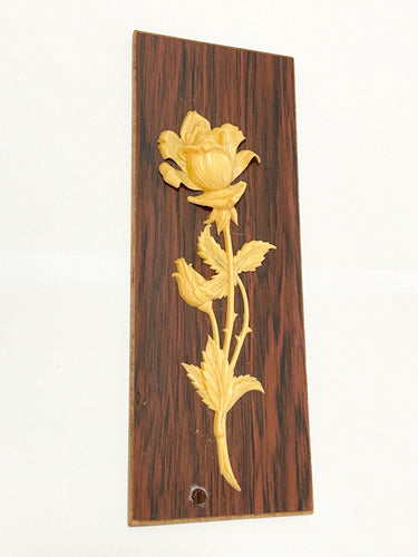 Quadro Painel De Madeira Com Flor Rosa Em Relevo - Alemanha