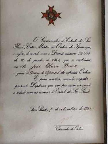 Diploma Documento Antigo 1951 Governo De São Paulo