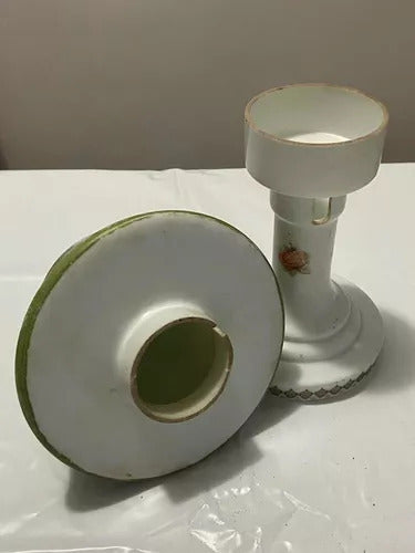 Luminária Antiga Opalina Pintada À Mão Paisagem