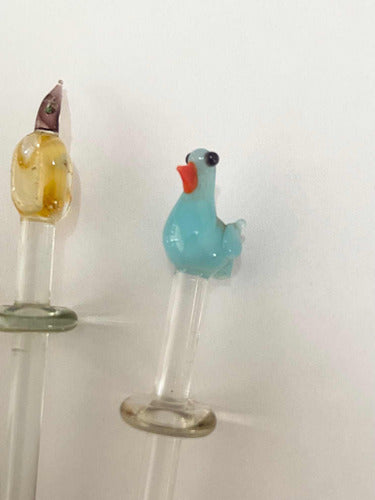 Misturador De Bebida Cristal Muranos Pássaro Fruta Antigo