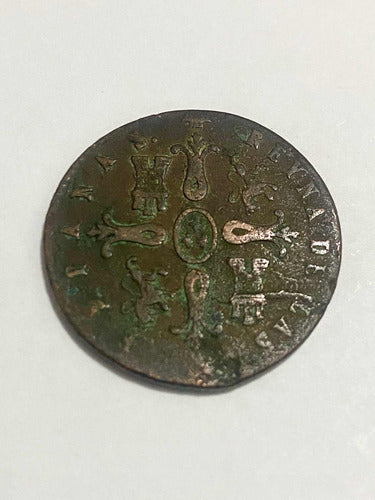 Antiga Moeda 1843 Espanha 8 Maravedis Rainha Isabela Ii