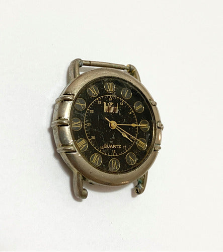 Relógio Antigo Dumont Quartz Dourado E Preto