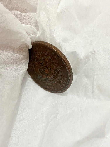 Antiga Moeda China 10 Cash Guangxu Dragon 1902 - 1905